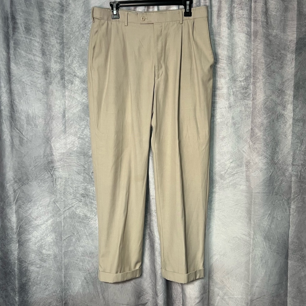 Louis Raphael Pleated Cuffed Khaki Dress Pants - 33x29